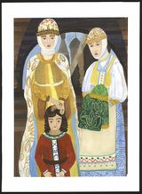 Белова Александра. 12 лет                                                                                                                   Княгиня Феодосья Игоревна с младшим сыном Александром. 2021 г. Бумага, гуашь