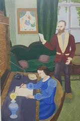 Манакова Анастасия. 16 лет За работой.  2021 г. Бумага, гуашь. Преподаватель  Г.Г.Филиппова