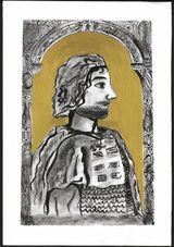 Шахова Вероника. 10 лет                                                                                                                   Князь Александр Ярославич Невский. 2021 г. Бумага, смешанная техника